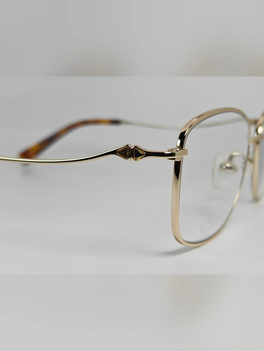 Dianele. Women's Gold Titanium Rounded Square Eyeglass Frames